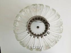 Vintage Ornate Pressed Glass Feather Leaf Ceiling Light Fixture Cover Murano