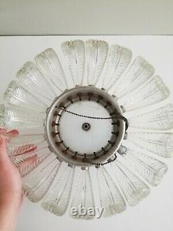 Vintage Ornate Pressed Glass Feather Leaf Ceiling Light Fixture Cover Murano