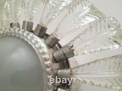 Vintage Ornate Pressed Glass Feather Leaf Ceiling Light Fixture Cover Murano