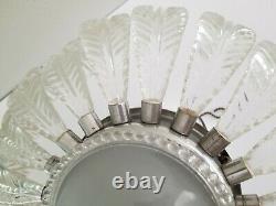 Vintage Ornate Pressed Glass Feather Leaf Ceiling Light Fixture Cover Murano