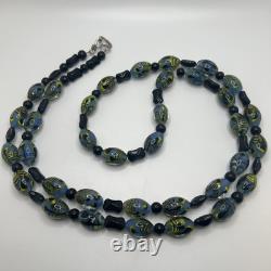 Vintage Oversized Long Murano Art Glass Beaded Necklace Estate Handmade 47