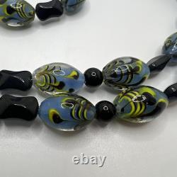 Vintage Oversized Long Murano Art Glass Beaded Necklace Estate Handmade 47