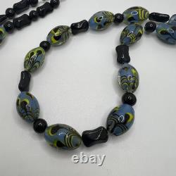 Vintage Oversized Long Murano Art Glass Beaded Necklace Estate Handmade 47