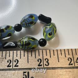 Vintage Oversized Long Murano Art Glass Beaded Necklace Estate Handmade 47