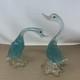 Vintage PAIR Of Hand Blown Green Art Glass Duck Italy Italian Murano Glass