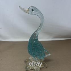 Vintage PAIR Of Hand Blown Green Art Glass Duck Italy Italian Murano Glass
