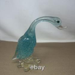 Vintage PAIR Of Hand Blown Green Art Glass Duck Italy Italian Murano Glass