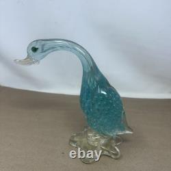 Vintage PAIR Of Hand Blown Green Art Glass Duck Italy Italian Murano Glass