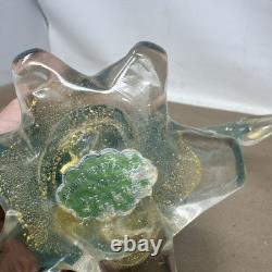 Vintage PAIR Of Hand Blown Green Art Glass Duck Italy Italian Murano Glass