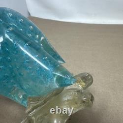 Vintage PAIR Of Hand Blown Green Art Glass Duck Italy Italian Murano Glass