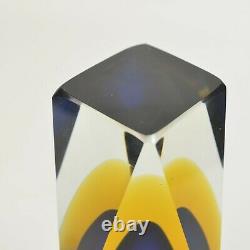 Vintage PICONE MURANO Sommerso Faceted Blue Yellow Italian Glass VASE & BOWL Set