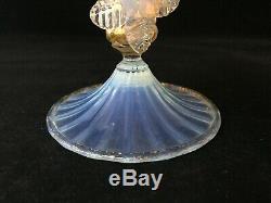 Vintage Pair Of Murano Hand Blown Opaline Italian Art Glass Candle Stick Holders