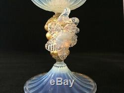 Vintage Pair Of Murano Hand Blown Opaline Italian Art Glass Candle Stick Holders