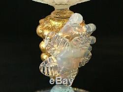 Vintage Pair Of Murano Hand Blown Opaline Italian Art Glass Candle Stick Holders