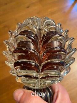 Vintage Pine Cone Glass Paste Murano Modern Art Double Layer Amber Rare Old 1970