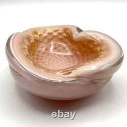 Vintage Pink Alfredo Barbini 1950's Murano Glass Bowl Shell Shape Italy