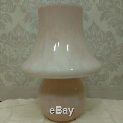 Vintage Pink All Glass Mushroom Table Lamp Murano Italy 14 Inch Mid Century