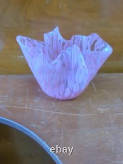 Vintage Pink Latticino Zanfirico Fazzoletto Venini Murano Glass Handkerchief Vintage Pink Latticino Zanfirico Fazzoletto Venini Murano Glass Handkerchief