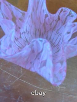 Vintage Pink Latticino Zanfirico Fazzoletto Venini Murano Glass Handkerchief