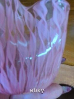 Vintage Pink Latticino Zanfirico Fazzoletto Venini Murano Glass Handkerchief