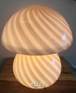 Vintage Pink Murano Glass Mushroom Swirl Lamp 10 Mid Century Table Lamp