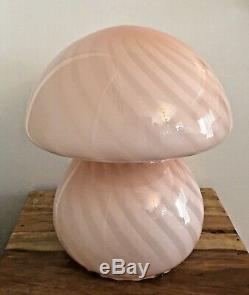 Vintage Pink Murano Glass Mushroom Swirl Lamp 10 Mid Century Table Lamp