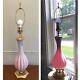 Vintage Pink Murano Table Lamp Cased Glass Controlled Bubble Venetian MCM