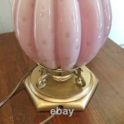 Vintage Pink Murano Table Lamp Cased Glass Controlled Bubble Venetian MCM