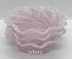 Vintage Pink & White Latticino Murano Art Glass Small Bowl Set Of 3. 4