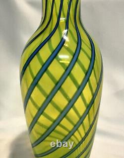 Vintage Possibly Murano Filigrana Cane Art Glass Vase Signed