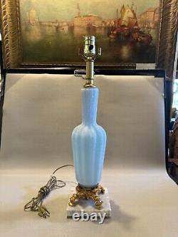 Vintage Powder Blue Murano Glass Table Lamp with Marble Base