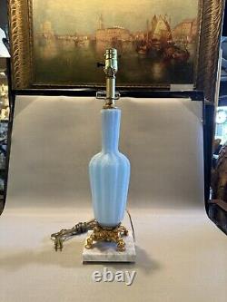 Vintage Powder Blue Murano Glass Table Lamp with Marble Base