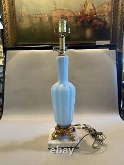 Vintage Powder Blue Murano Glass Table Lamp with Marble Base