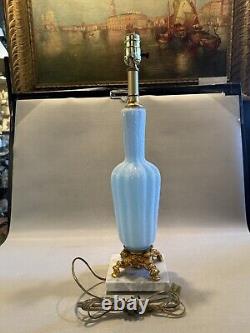 Vintage Powder Blue Murano Glass Table Lamp with Marble Base