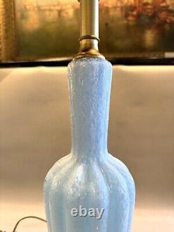 Vintage Powder Blue Murano Glass Table Lamp with Marble Base