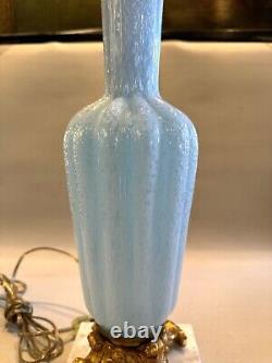 Vintage Powder Blue Murano Glass Table Lamp with Marble Base