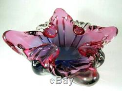 Vintage Purple & Pink Italian Murano Glass Ashtray Bowl
