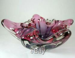 Vintage Purple & Pink Italian Murano Glass Ashtray Bowl