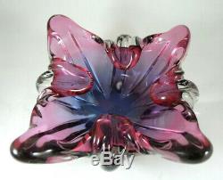 Vintage Purple & Pink Italian Murano Glass Ashtray Bowl