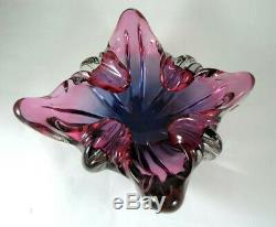 Vintage Purple & Pink Italian Murano Glass Ashtray Bowl