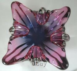 Vintage Purple & Pink Italian Murano Glass Ashtray Bowl