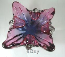 Vintage Purple & Pink Italian Murano Glass Ashtray Bowl