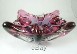 Vintage Purple & Pink Italian Murano Glass Ashtray Bowl