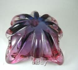 Vintage Purple & Pink Italian Murano Glass Ashtray Bowl