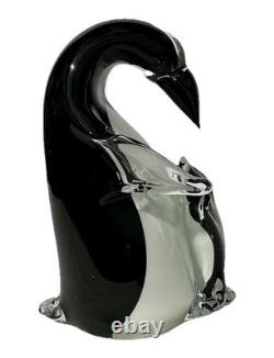 Vintage RARE Alfredo Barbini Vetreria' Made Murano Art Glass Penguin & Baby 18cm