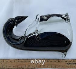 Vintage RARE Alfredo Barbini Vetreria' Made Murano Art Glass Penguin & Baby 18cm