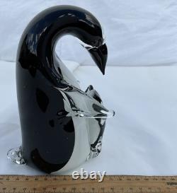 Vintage RARE Alfredo Barbini Vetreria' Made Murano Art Glass Penguin & Baby 18cm