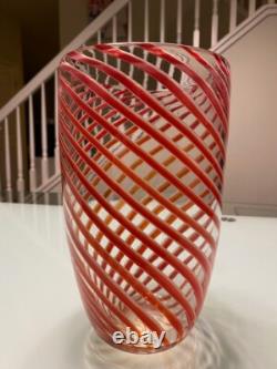Vintage RARE MURANO art glass FILIGRANA LARGE VASE 1930-1950