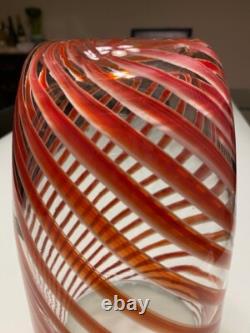 Vintage RARE MURANO art glass FILIGRANA LARGE VASE 1930-1950