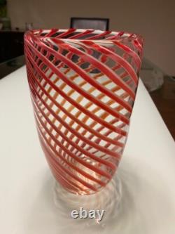 Vintage RARE MURANO art glass FILIGRANA LARGE VASE 1930-1950